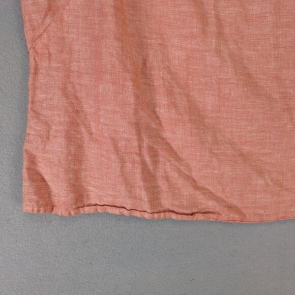 Bass Orange Linen Cotton Tank Top Women's M Keyhole Tie Neck Pleated Shoulder - Picture 10 of 10